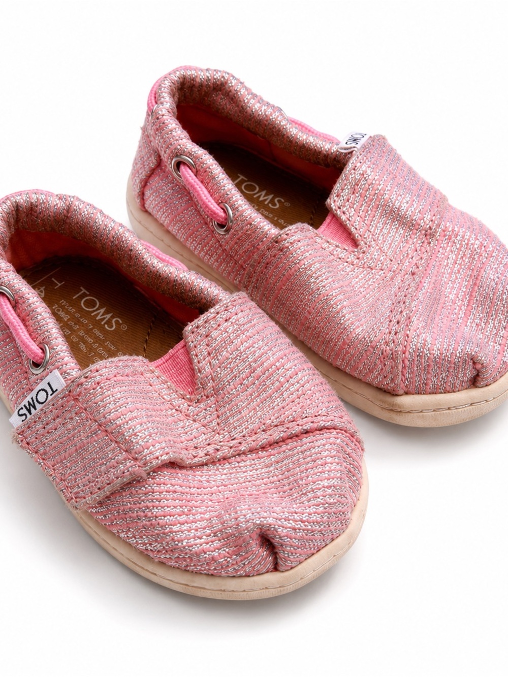 TOMS Kids Pink & Silver Sparkle Slip-On Shoes ✨